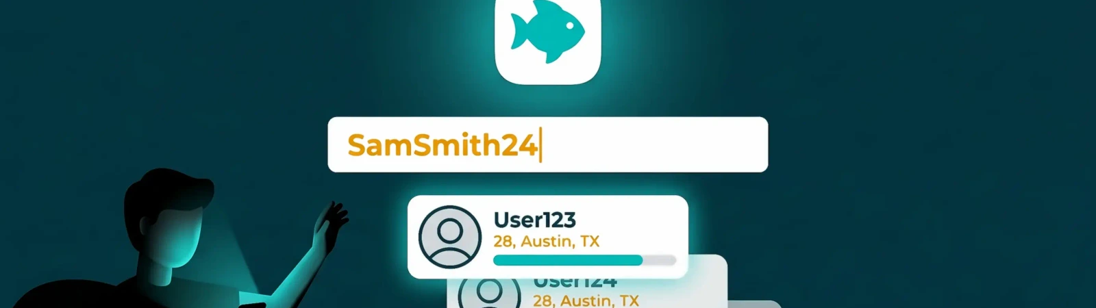 POF name search on Plenty of Fish dating site illustration